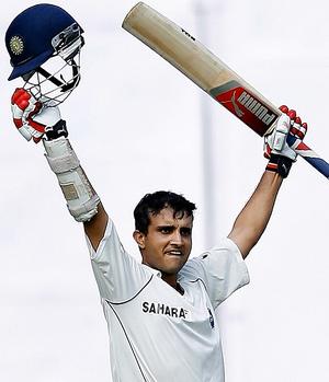 Double trouble … India's Sourav Ganguly after scoring a double
century against Pakistan.